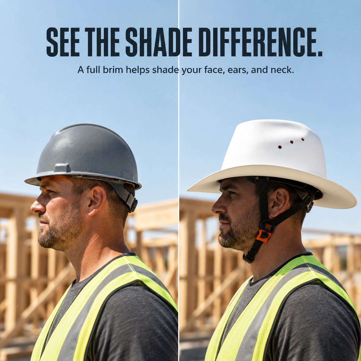 🤠 Cowboy-Style Full-Brim Hard Hat 🛠️ 48% OFF Adjustable Fit with Chin Strap