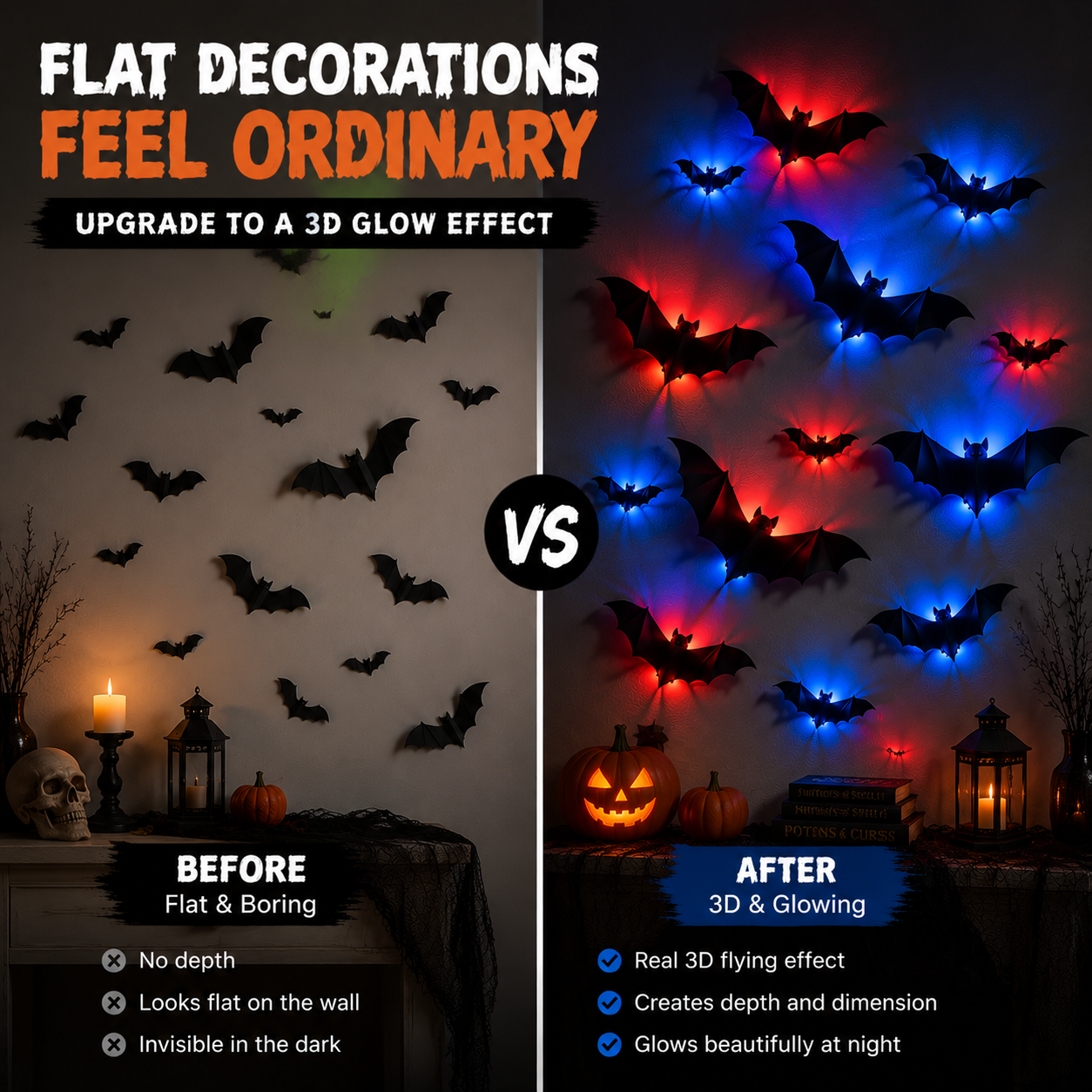 🦇 BatGlow™ 3D LED Bat Wall Decor