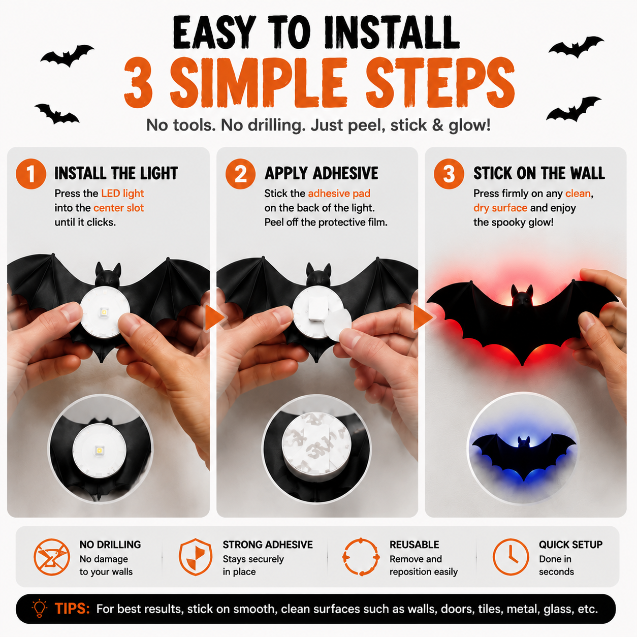 🦇 BatGlow™ 3D LED Bat Wall Decor