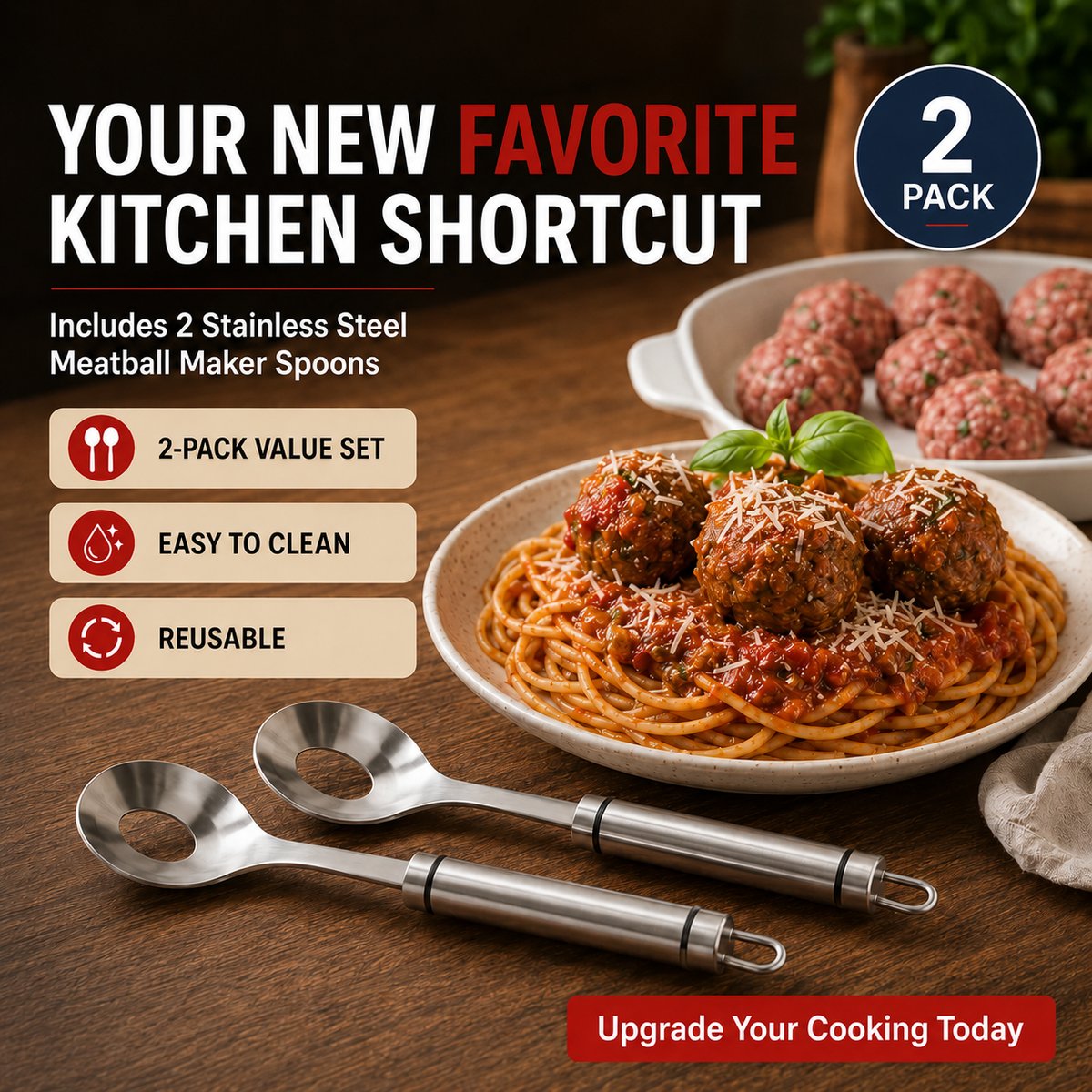 🍝 50% OFF Today ✨ 304 Stainless Steel Meatball Maker Spoon