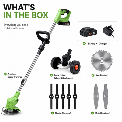 🔥48% OFF 3-in-1 Cordless Grass Trimmer with Wheels – Brushless Lawn Edger & Mini Mower