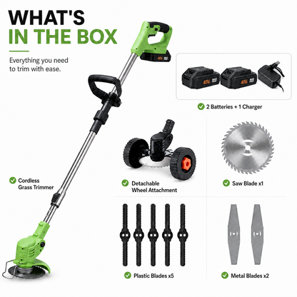 🔥48% OFF 3-in-1 Cordless Grass Trimmer with Wheels – Brushless Lawn Edger & Mini Mower