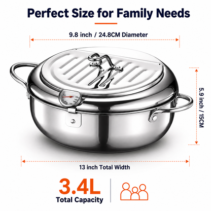 🔥 50% OFF 🍤 Stainless Steel Tempura Fryer Pot with Thermometer