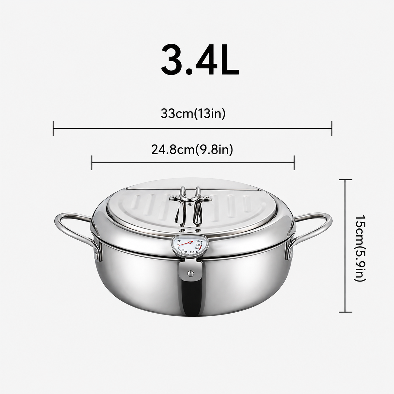 🔥 50% OFF 🍤 Stainless Steel Tempura Fryer Pot with Thermometer