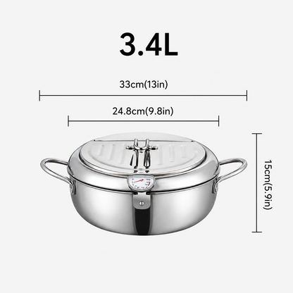 🔥 50% OFF 🍤 Stainless Steel Tempura Fryer Pot with Thermometer