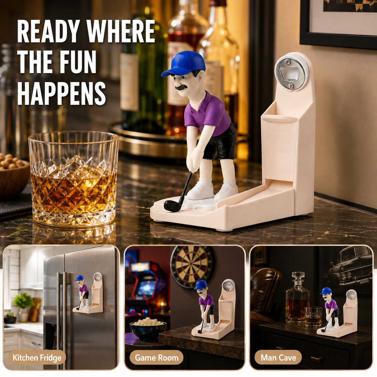 3D Interactive Golf Bottle Opener – Pop, Drop & Putt