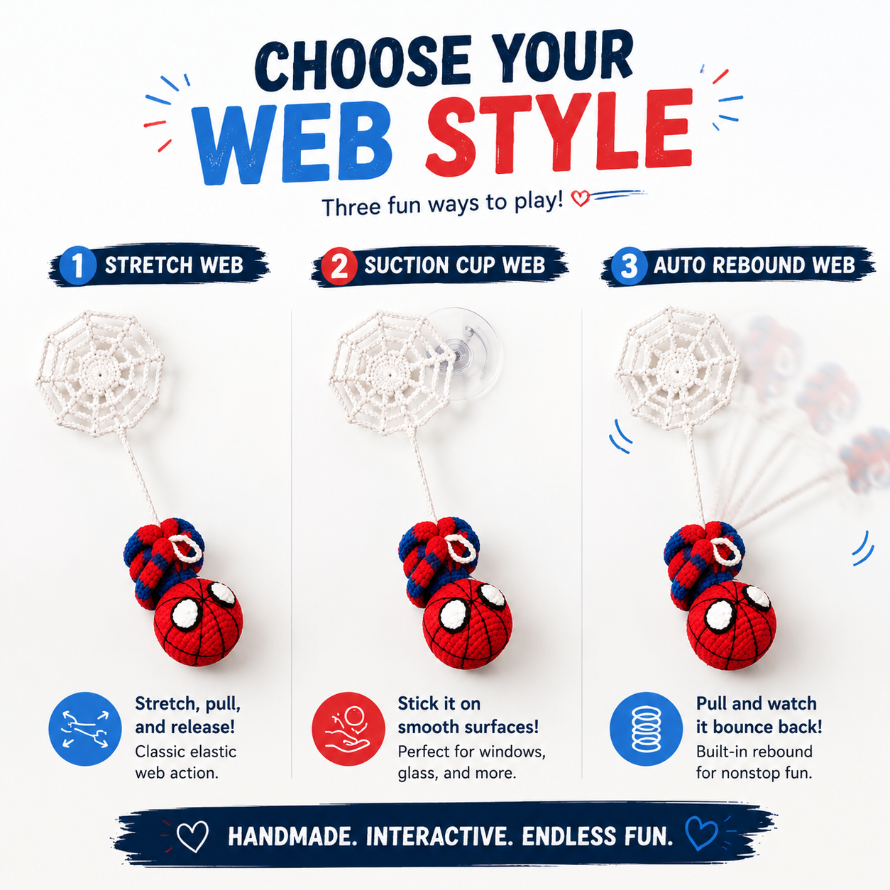 Handcrafted Crochet Web Toy – Unique Stretch & Bounce Interactive Gift
