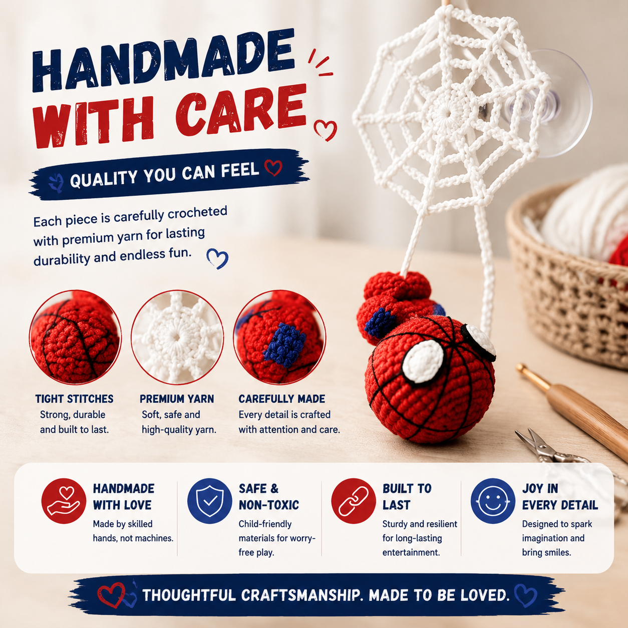 Handcrafted Crochet Web Toy – Unique Stretch & Bounce Interactive Gift