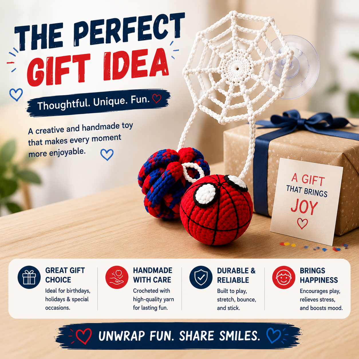 Handcrafted Crochet Web Toy – Unique Stretch & Bounce Interactive Gift