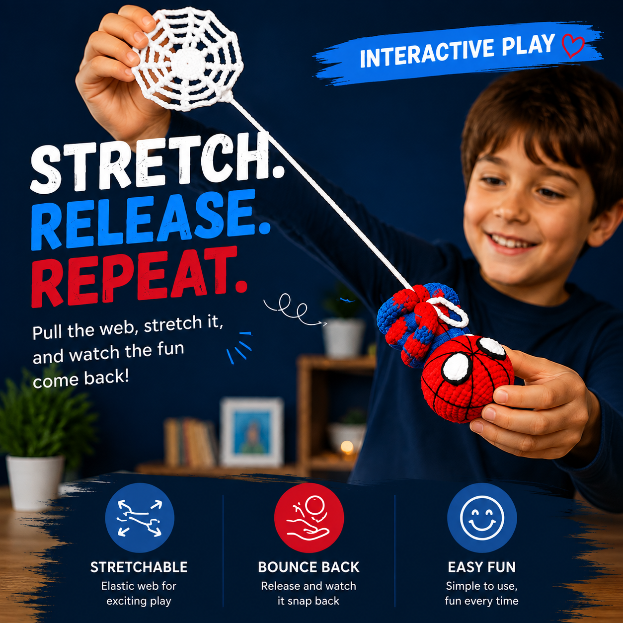 Handcrafted Crochet Web Toy – Unique Stretch & Bounce Interactive Gift