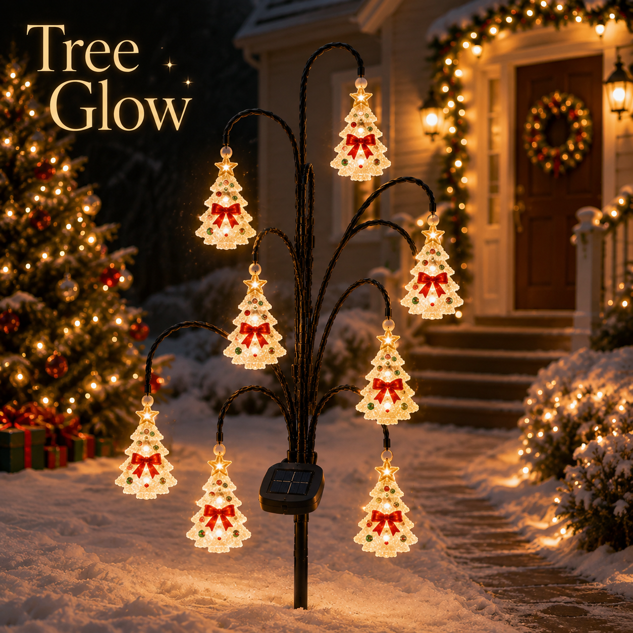 🎄 Christmas Solar Tree Stake Lights | 5 Styles Outdoor Yard Decor