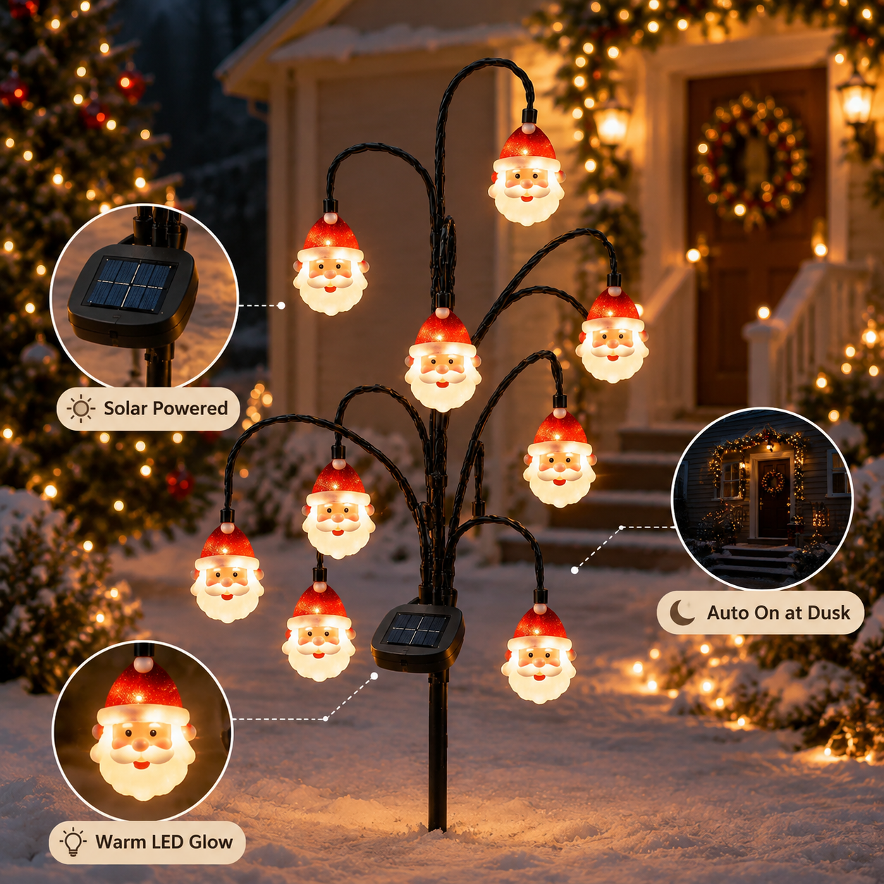 🎄 Christmas Solar Tree Stake Lights | 5 Styles Outdoor Yard Decor