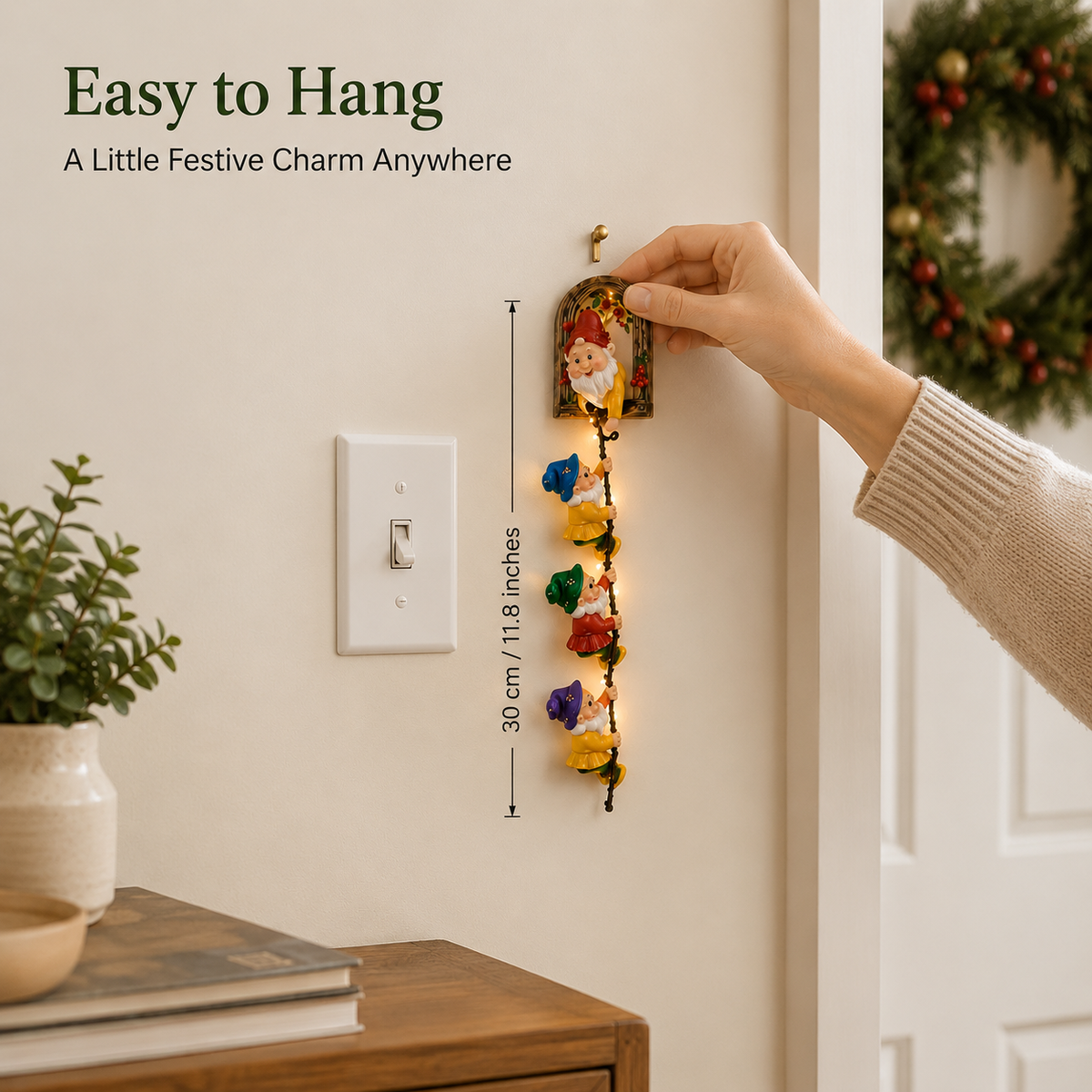 🔥Christmas Gnome String Lights – Cozy Lighted Wall Decoration
