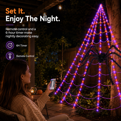 👻 Giant LED Spider Web With Spider 🕷️ Limited-Time Spooky Savings 🎃