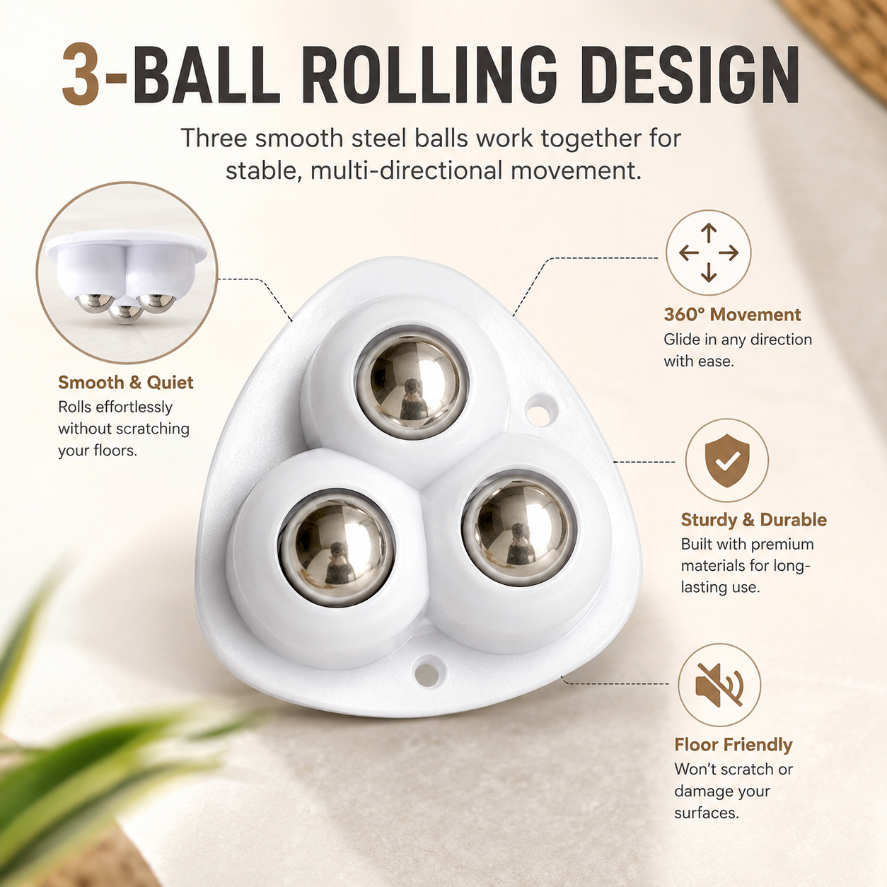 🔥 Limited-Time Deal ✨ 360° Mini Ball Casters – Move More, Lift Less