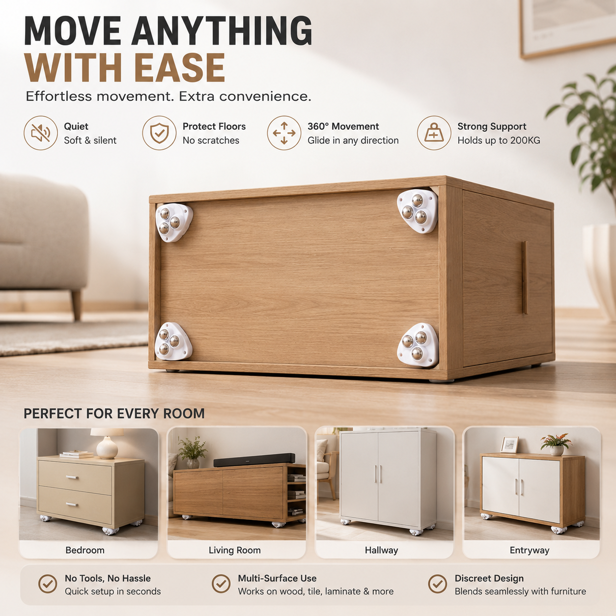 🔥 Limited-Time Deal ✨ 360° Mini Ball Casters – Move More, Lift Less
