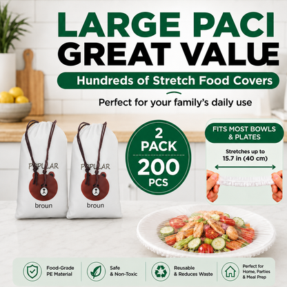 🌿 Save 50% Today ✨ 100PCS Elastic Stretch Food Covers – Quick-Fit Bowl & Plate Covers