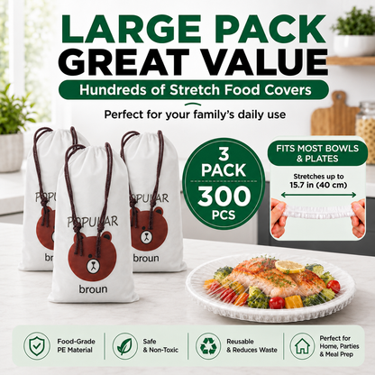 🌿 Save 50% Today ✨ 100PCS Elastic Stretch Food Covers – Quick-Fit Bowl & Plate Covers
