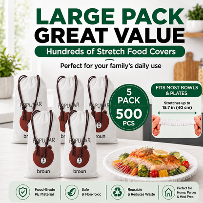 🌿 Save 50% Today ✨ 100PCS Elastic Stretch Food Covers – Quick-Fit Bowl & Plate Covers