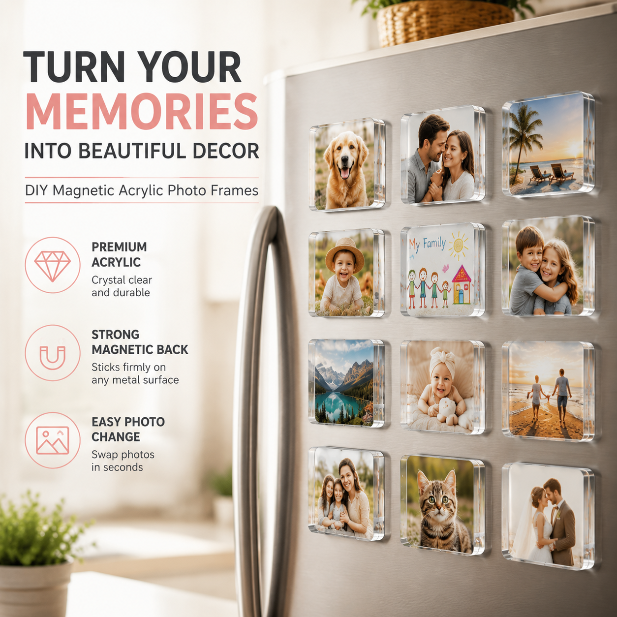 Clear Acrylic Magnetic Photo Frames