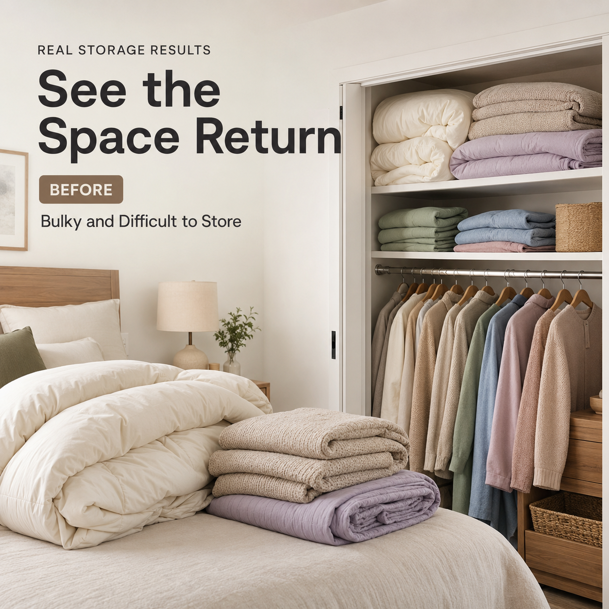 🧺 No-Pump 3D Compression Storage Bags – Make More Closet Space