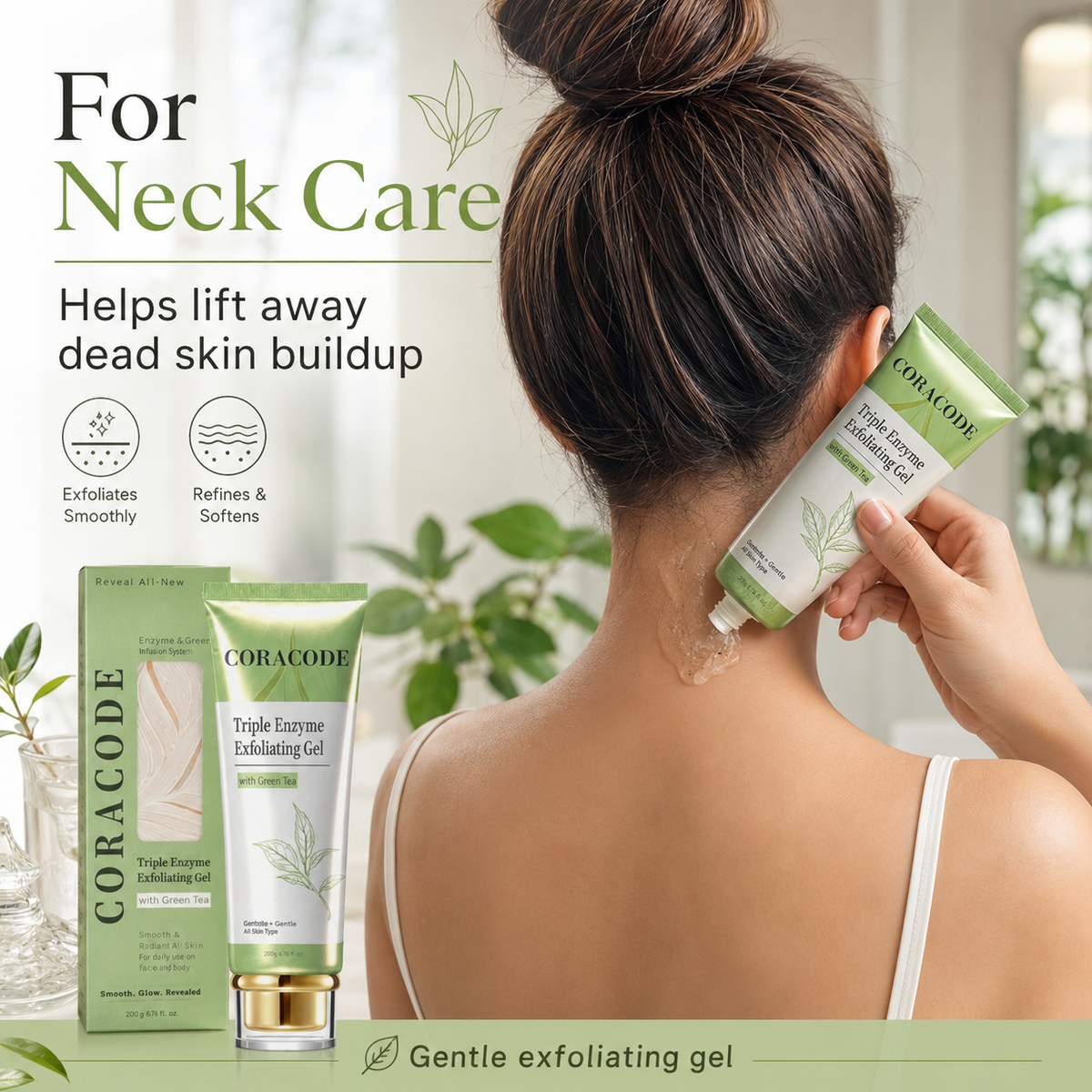 🌿 Coracode Triple Enzyme Exfoliating Gel – Gentle Body Exfoliator
