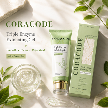 🌿 Coracode Triple Enzyme Exfoliating Gel – Gentle Body Exfoliator
