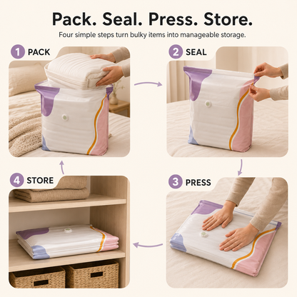 🧺 No-Pump 3D Compression Storage Bags – Make More Closet Space