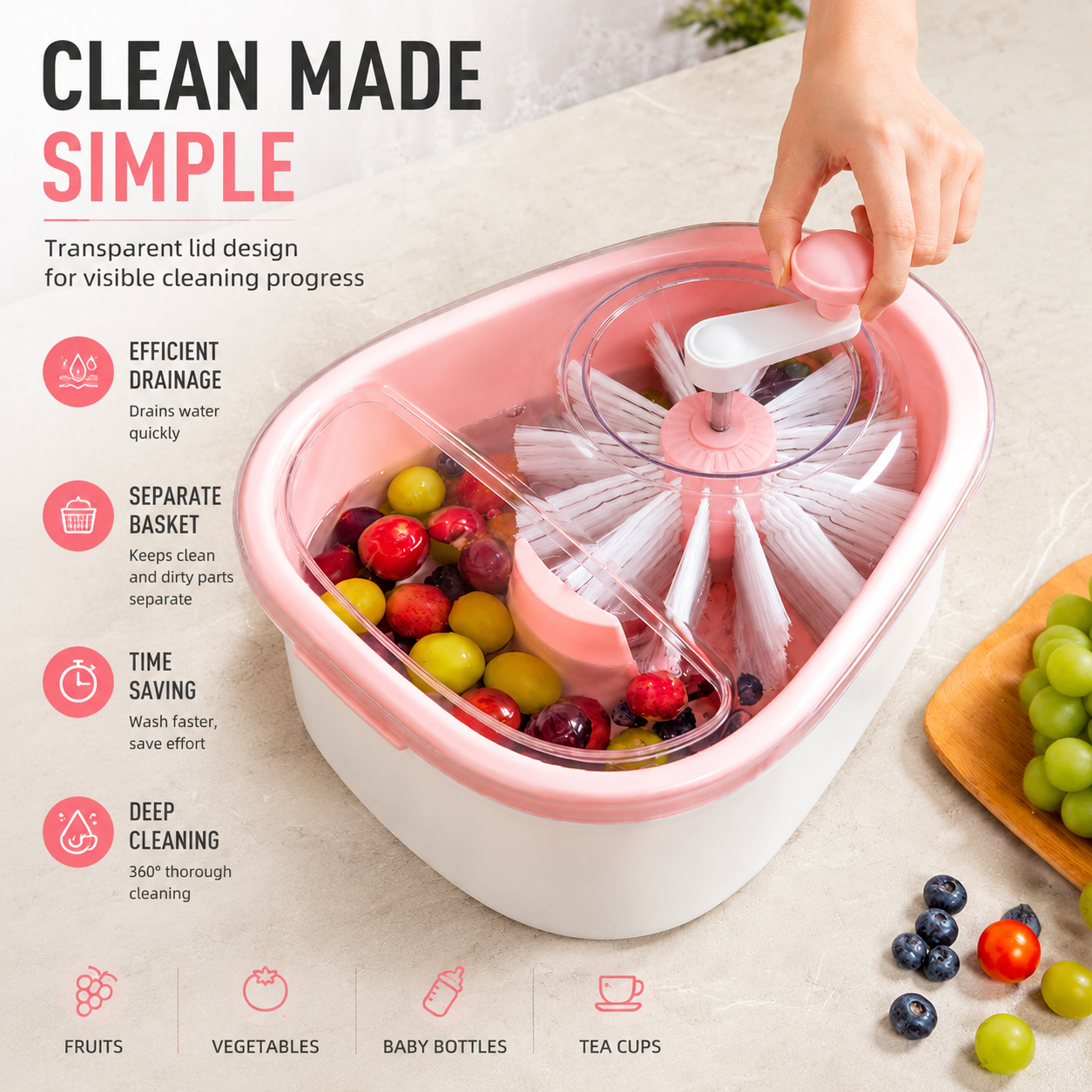 🍎 FreshSpin™ 360° Fruit & Vegetable Washer | Deep Clean Produce In Seconds ✨