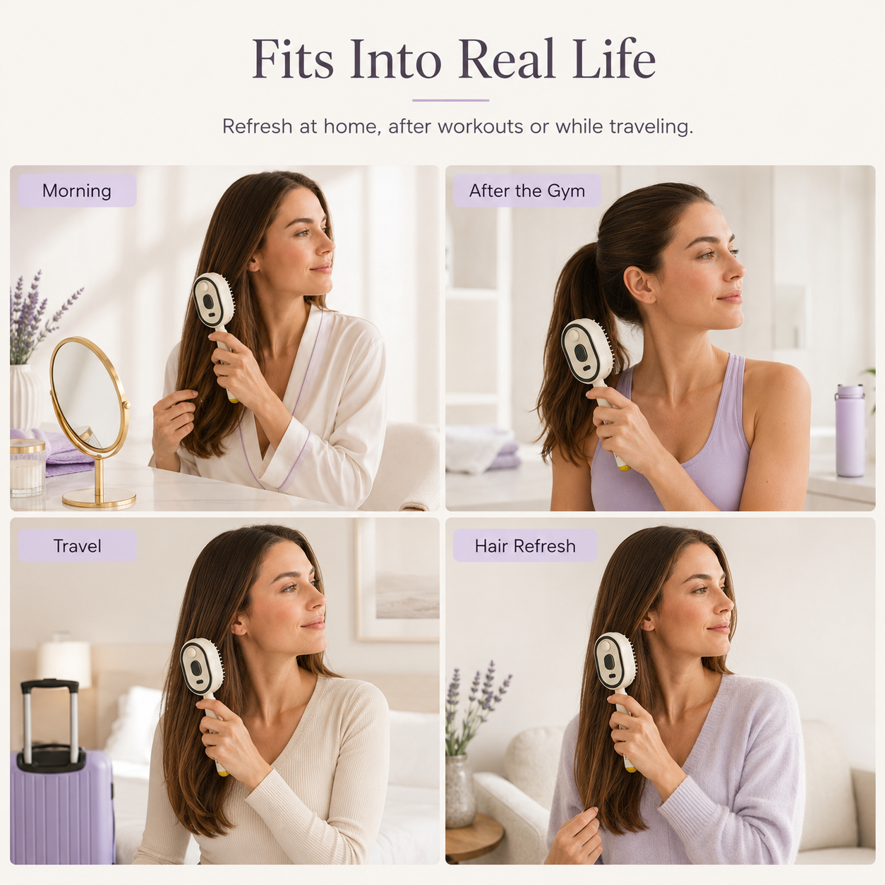 ✨3-in-1 Electric Mist Hair Brush for Easier Detangling & Cleanup