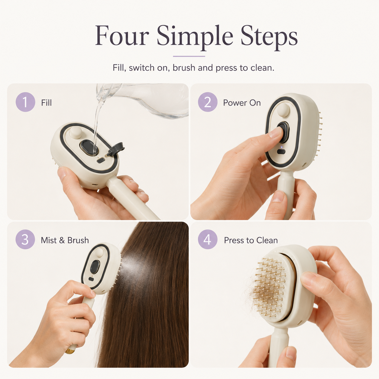 ✨3-in-1 Electric Mist Hair Brush for Easier Detangling & Cleanup