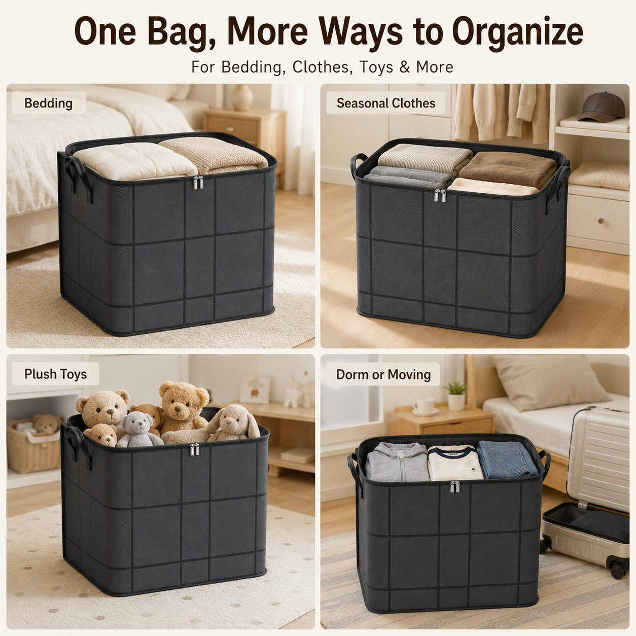 🏡Large-Capacity Zippered Bedding Storage Bag with Carry Handles