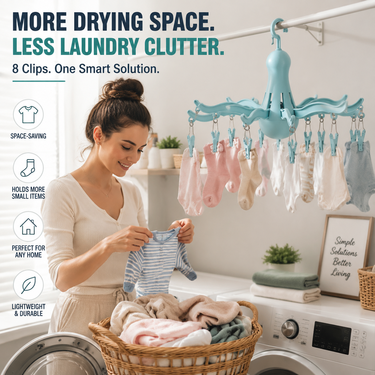 Foldable 16-Clip Laundry Hanger