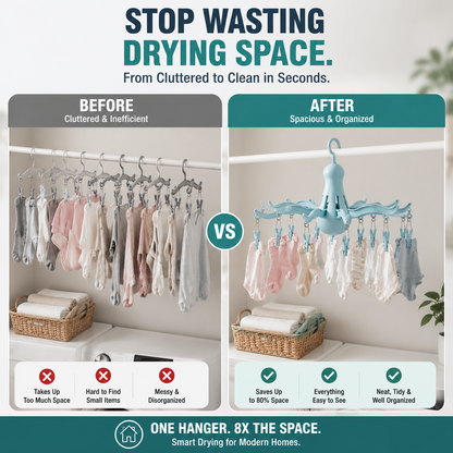 Foldable 16-Clip Laundry Hanger