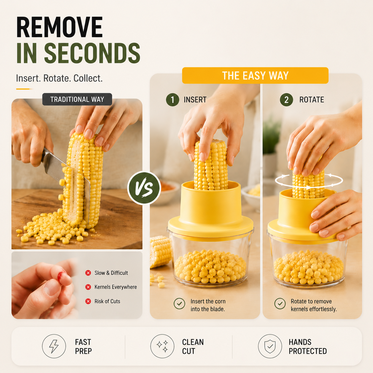 No More Messy Corn Cutting 🌽 | 2-IN-1 Corn Stripper & Food Grinder