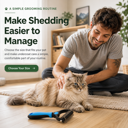 🐾 Pet Undercoat Grooming Rake for Less Loose Fur at Home