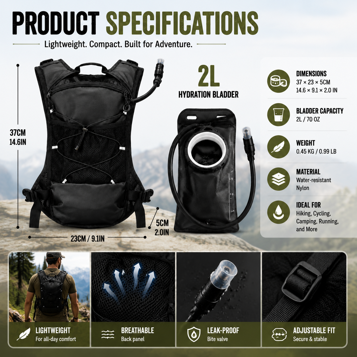 2L Tactical Hydration Pack