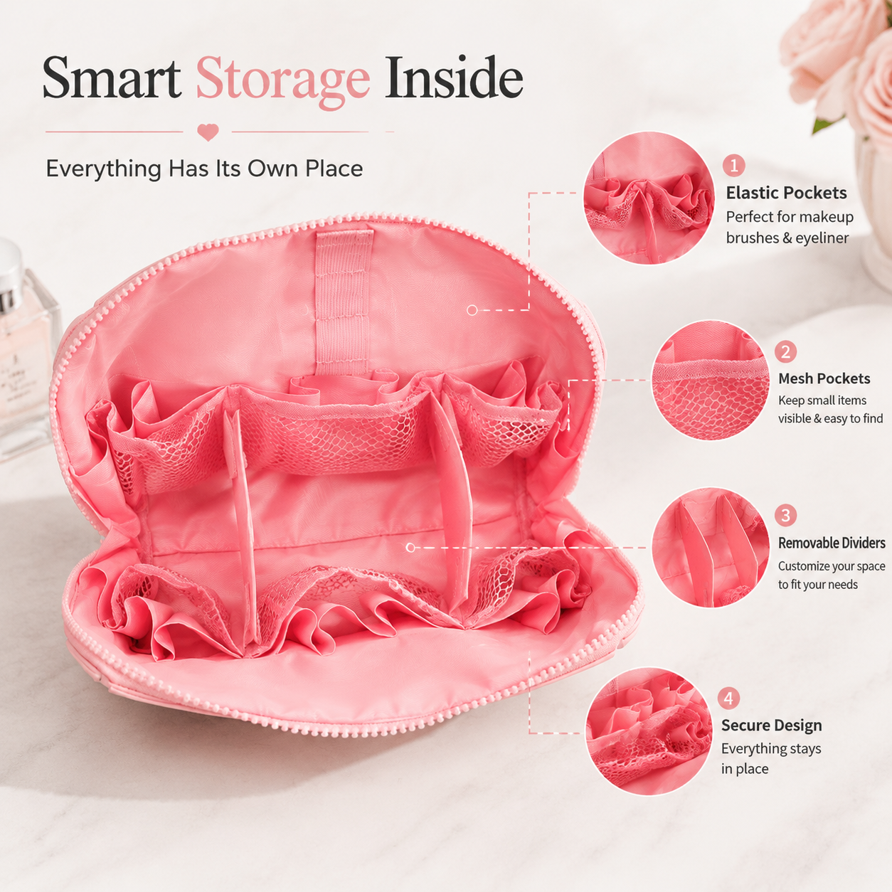 LunaBelle™ Makeup Organizer Bag | Smart Travel Cosmetic Case