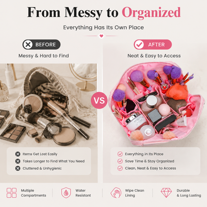 LunaBelle™ Makeup Organizer Bag | Smart Travel Cosmetic Case