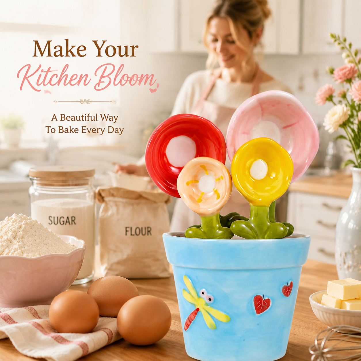 Flower Ceramic Measuring Spoon Set