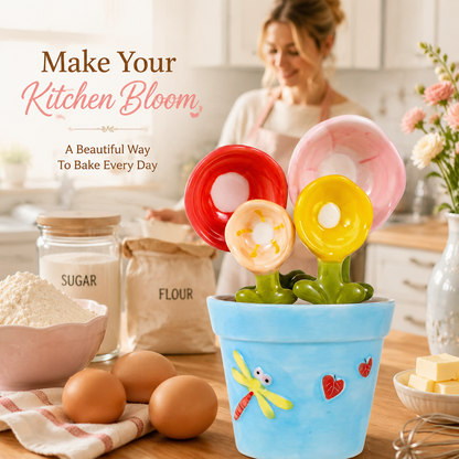 Flower Ceramic Measuring Spoon Set