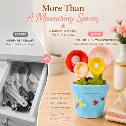 Flower Ceramic Measuring Spoon Set