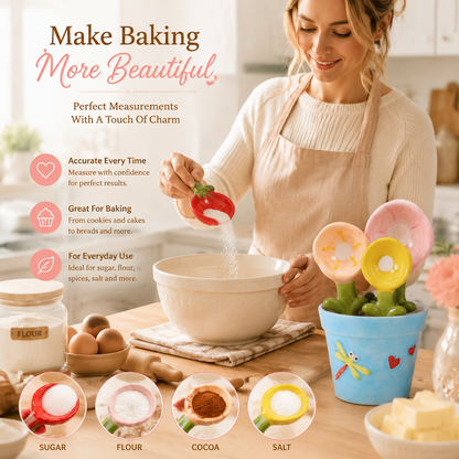 Flower Ceramic Measuring Spoon Set