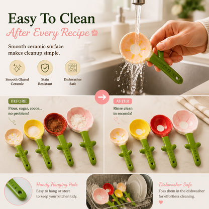 Flower Ceramic Measuring Spoon Set