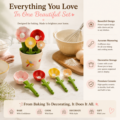 Flower Ceramic Measuring Spoon Set