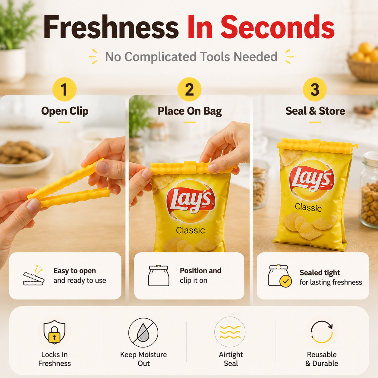 🍟 SnackLock™ Fries Clips | The Cute Way To Keep Snacks Fresh & Organized