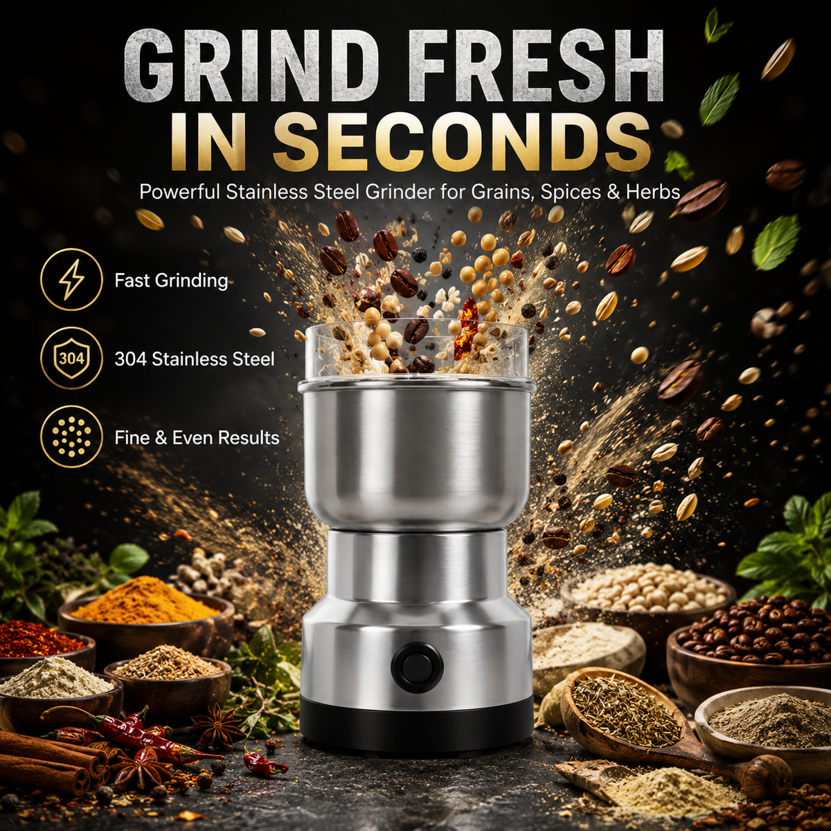 ⚡ 50% OFF High-Speed Electric Grain & Spice Grinder – Fresh Grinding Made Easy