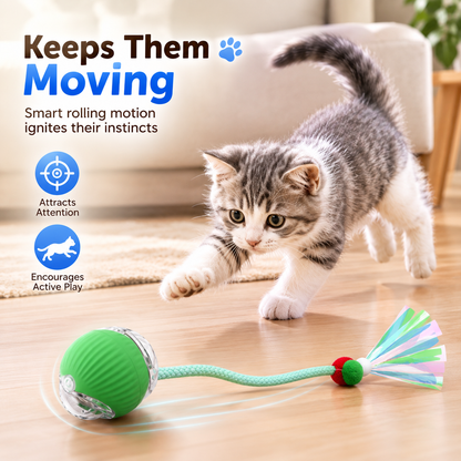 🐾 Interactive Smart Pet Ball with Chase Tail – Keeps Cats & Small Dogs Active 🐱🐶