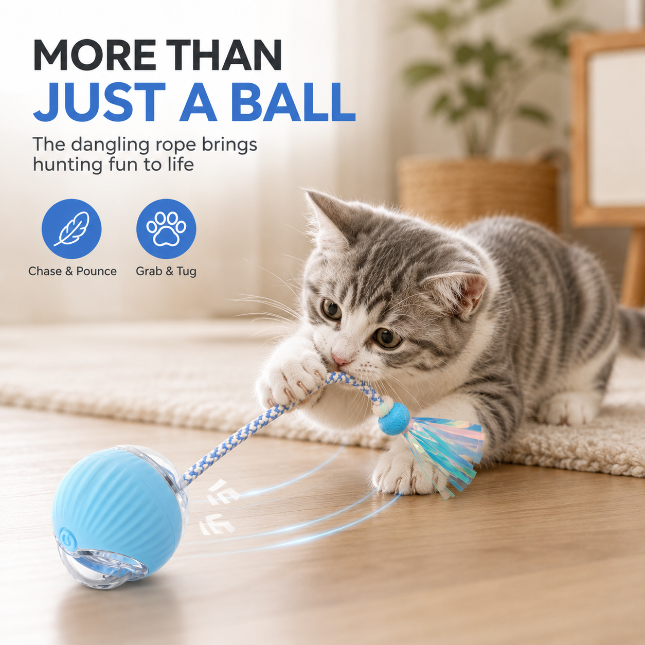 🐾 Interactive Smart Pet Ball with Chase Tail – Keeps Cats & Small Dogs Active 🐱🐶