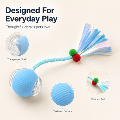 🐾 Interactive Smart Pet Ball with Chase Tail – Keeps Cats & Small Dogs Active 🐱🐶